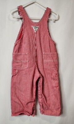 Vintage OshKosh B'Gosh Red/White Stripe Bib Denim Lined
