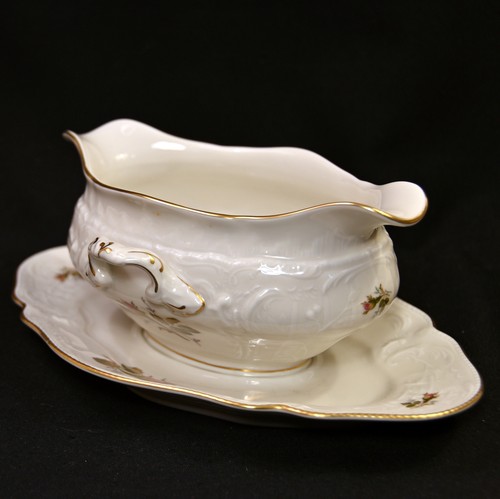 Rosenthal Gravy Boat Classic Moss Rose Red w/Gold 1979-1990 Capacity 16 Ounces - Picture 10 of 19