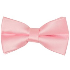 Plain Pre Tied Pink Satin Boys Bow Tie Age 8-11 Kids Wedding Christening Prom