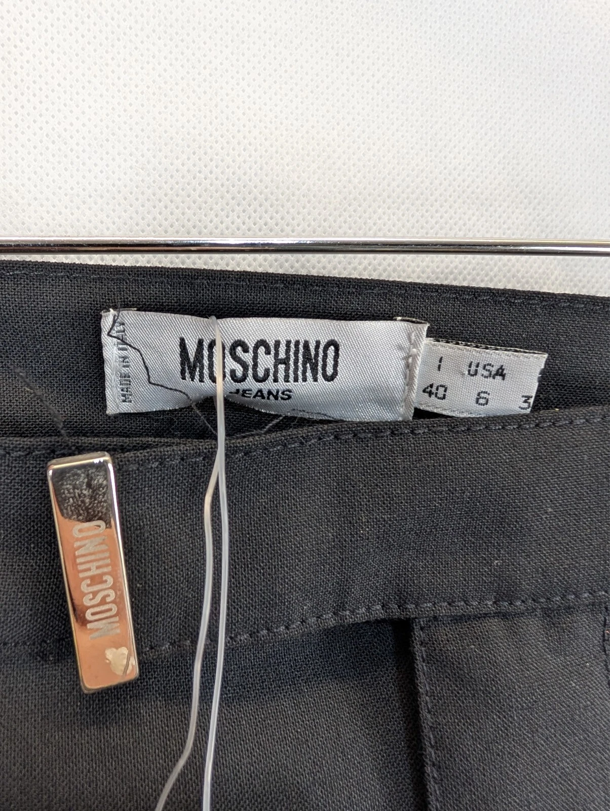 Moschino Jeans donna pantaloni neri taglia 8 Y2K gamba dritta eleganti ufficio nuovi con etichette