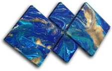 Marble Effect Design Blue Gold Abstract MULTI CANVAS WALL ART Picture Print
