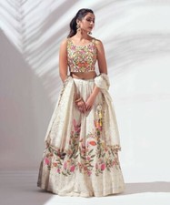Designer Heavy faux Georgette White Lehenga Choli With Dupatta For Wedding Wear