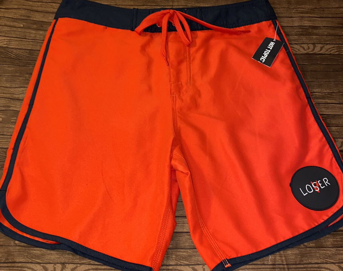 NEW It Hot Topic Loser Red Black Men’s Swim Trunks Board Shorts Size Large  lg