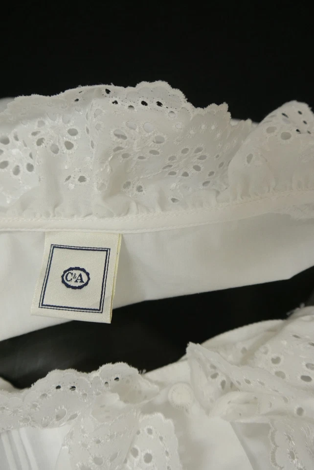 Gr.50 Trachtenbluse weiß Bluse für Dirndl C&A mit Spitze Stickerei TB10198 - Bild 4 von 4