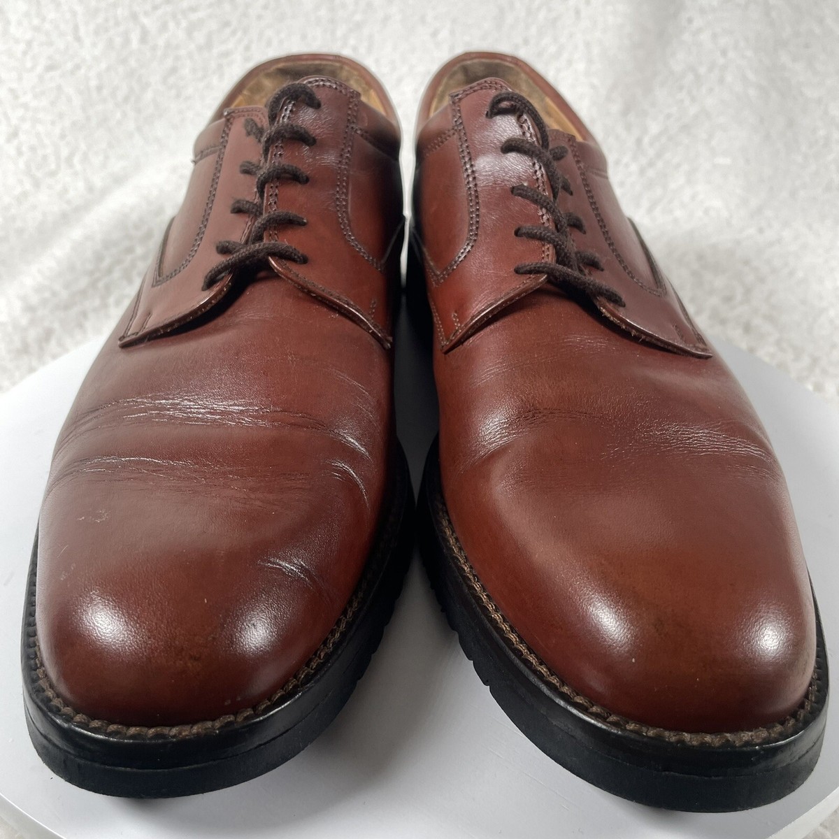 E.T. WRIGHT Dress Shoes Mens 10S Slim Brown Leather Oxford Italian Made Lace Up View 2