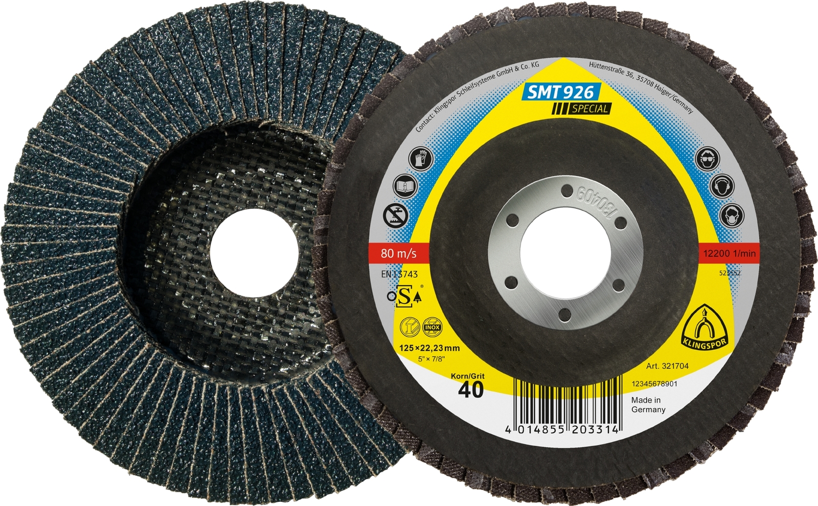 Details zu 10 x Klingspor SMT 926 Schleifmopteller, 125 x 22,23 mm Korn 80 gewölbt Sofortige Lieferung zum Sonderpreis