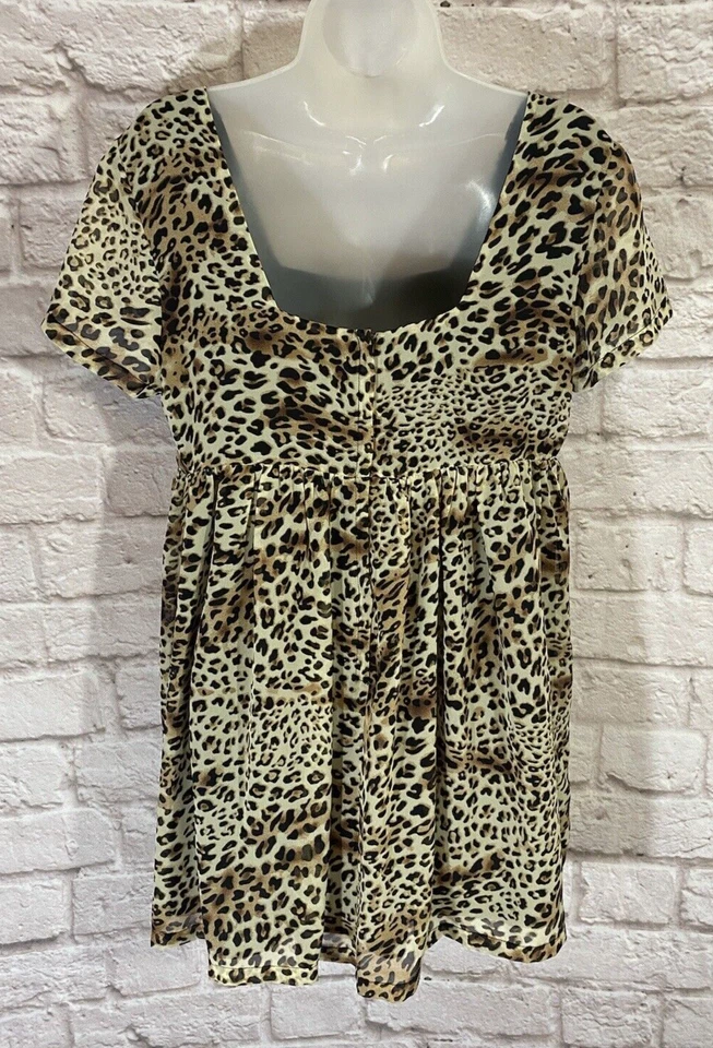 Y2K 90 年代复古 Delia's 婴儿娃娃束腰上衣中号动物印花内衬衬衫 9492 — 第 2/4 张图片