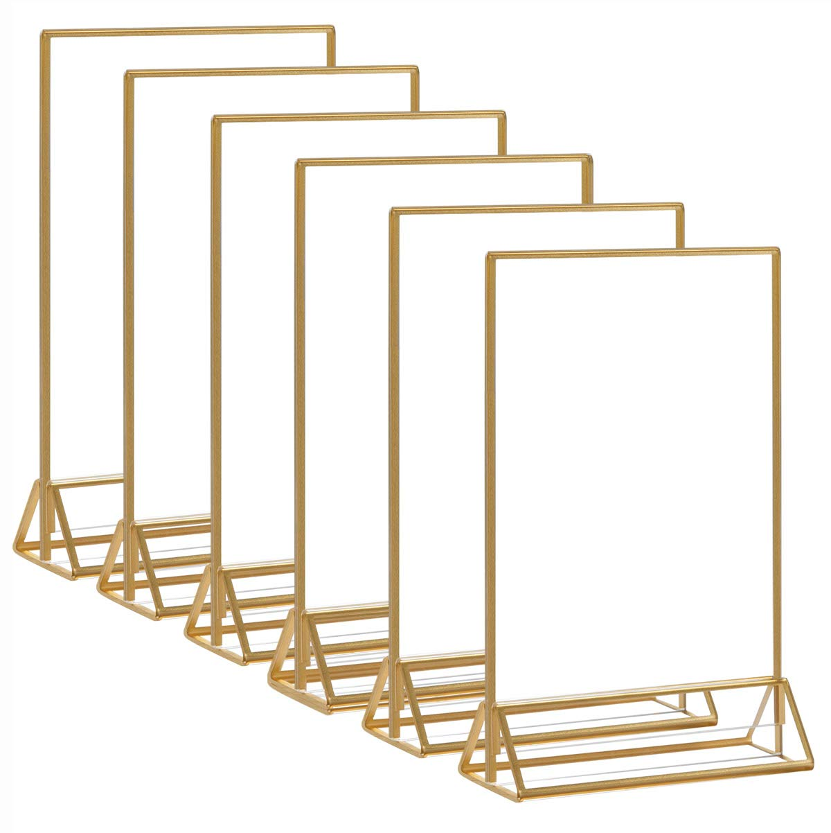 Picture Frames Clear Double Sided Menu Holder 5x7 Gold 6 Pack NEW-image