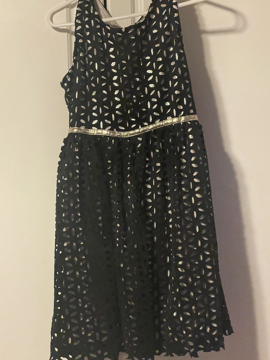 black and gold holiday dress Girls 6x W Gold Belt black dress with gold heels