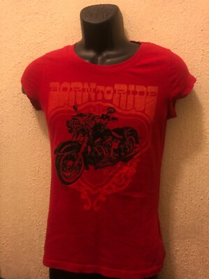 BORN TO RIDE Girls / Teens RED T-SHIRT - SIZE LARGE / 13 - Motorcycles / Bikers