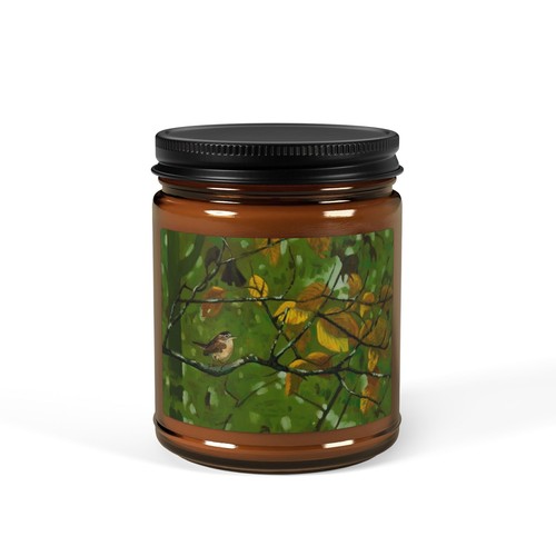 Scented Soy Jar Candle (Multi-Size, Amber Jar) Wren Art Cottagecore - Picture 6 of 9