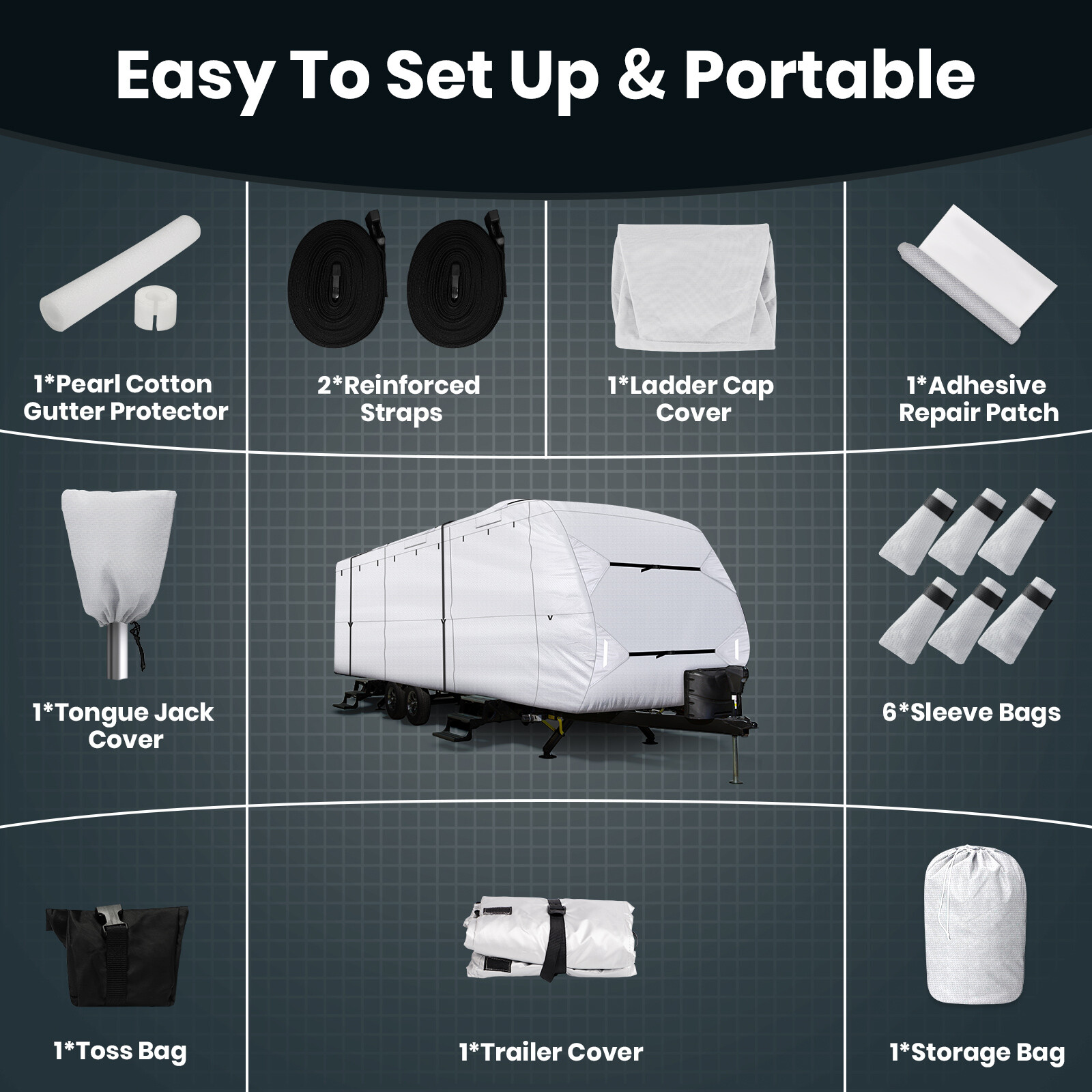 Leader Accessories 150D Ripstop Diamond Camper Travel Trailer RV Cover