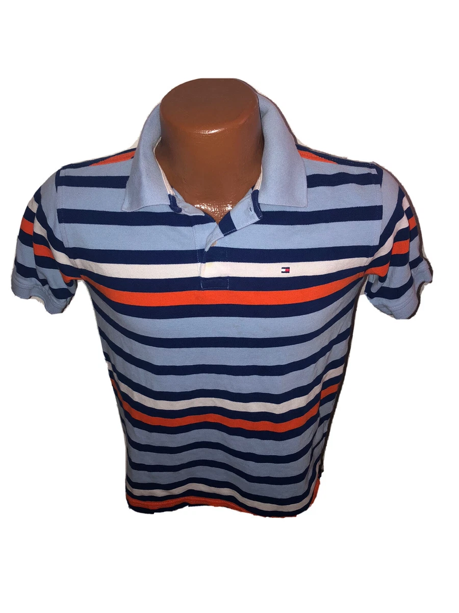 Youth Boys Tommy Hilfiger Striped Blue Polo Shirt Size Large (12/14) | eBay