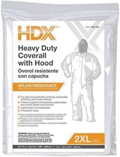 1 Heavy duty COVERALLs w/ HOOD 2XL XXL splash resistance painting HDX 692 667