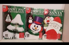Vintage Christmas Tissue Centerpieces by Paper Magic Group LOT OF 3