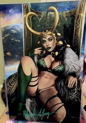 M HOUSE COMICS VIRGIN LOKI VARIANT FERNANDO AUGUSTO 11x17 Signed By MELINDA   