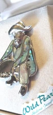 Storrs Vtg Brooch 1980 Panning for Gold Miner. Wild Pearle Abalone Jewelry NIB