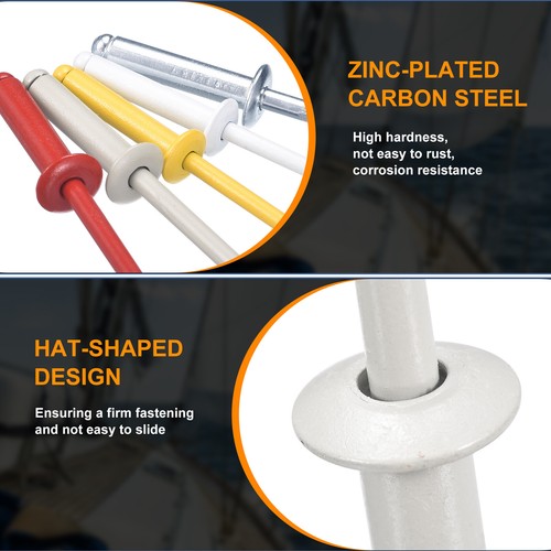 50Pcs 1/8"x1/4" Round Head Blind Rivets, Zinc-Plated Carbon Steel, Grey - Picture 3 of 8