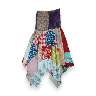 NWT Ashley Taylor Patchwork Dress Strapless Smock Boho Vibrant Multicolor OS