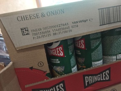 19x Pringles Cheese and Onion Chips 19x165g Dosen Karton OVP NEU