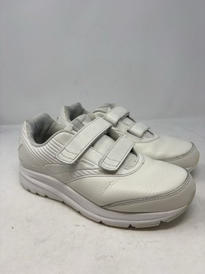 Brooks Addiction Walker 2 Women s 8.5 Wide (D) White Leather Hook & Loop Shoes