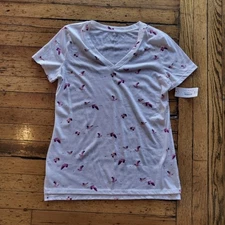 a.n.a A New Approach Flamingo Print T-Shirt White Size Medium