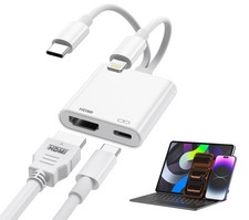 USB-C and Lightning to HDMI Adapter, 4K 60Hz, MFi, 100W Charging