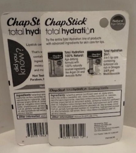Lot of 2 Chapstick Hydration Natural Age Defying Soothing Vanilla Lip Care-Fast - Picture 2 of 2