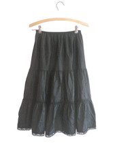 Vintage Tiered Black Half Slip Wonder Maid Poly Nylon, Size L fits M, Waist 30
