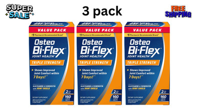 FOR 3 Osteo Bi-Flex Joint Health Triple Strength Dietary Supplement 160 Tablets