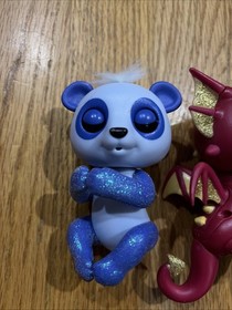 Fingerlings Toy Lot  - Dragon & Panda Working Monkey + Bonus Erasers WOWWEE