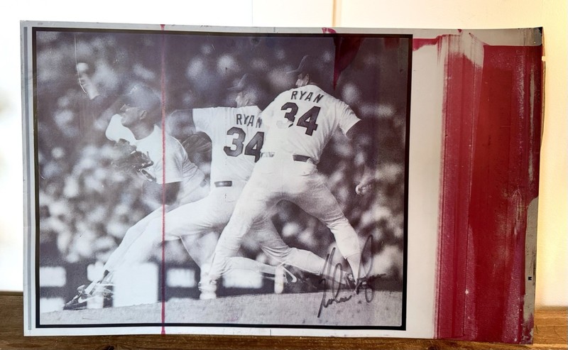 Nolan Ryan 1/1 Printing Plate Magenta Color For 1990s Poster Texas Rangers VTG