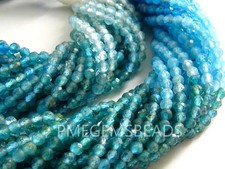 Natural Blue Apatite Multi Shaded Faceted Sphere Round Beads 12" Strand 2mm