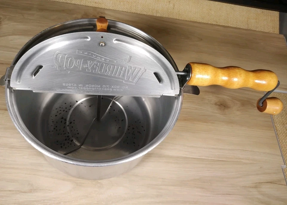 Genuíno Whirley-Pop Fogão Top Máquina de Pipoca Manivela Popper Alumínio Vintage ✅ - Imagem 3 de 4