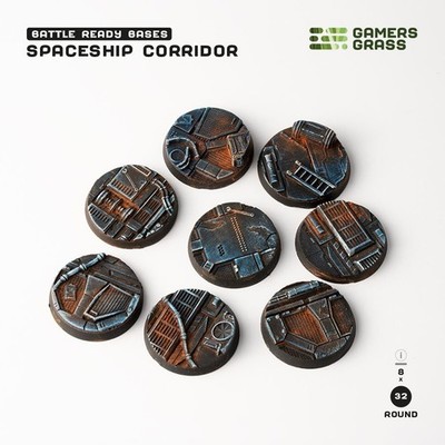 Gamers Grass Raumschiff Korridor Basen, Battle Ready - Rund 32mm (x8)