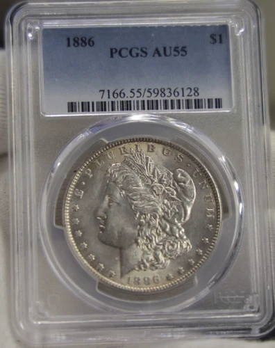 1886 US Morgan Silver Dollar $1 PCGS AU 55