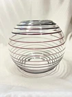 MCM Arte Murano Icet Clear Brown Swirl/Ribbon Design Round Glass Vase/Bowl