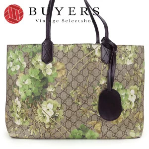 Gucci GG Blooms Tote Bag Supreme Green Beige Black Reversible Floral