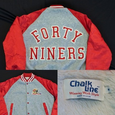 San Francisco 49ers Chalkline Jacket Varsity Forty Niners Red Helmet NFL Men M