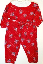 Vintage Girl's Mousefeathers Size 4 Floral Romper One Piece Puffy Legs Corduroy