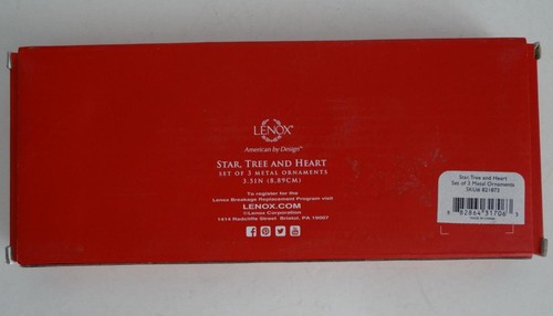 Lenox Juego de 3 Adornos de Navidad de Metal Estrella Corazón y Árbol de Navidad - Imagen 2 de 6