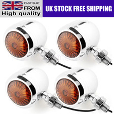 4PC Motorcycle Turn Signal Light Indicator Bullet Blinker Amber Chrome Motorbike