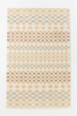 Neutral Checkered Area Rug | Modern Geometric Tufted Carpet