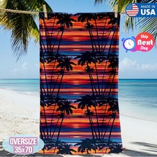Tropical Print Beach Towel 30x60in Microfiber Soft Absorbent Quick Dry Towel