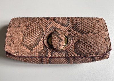 Clutch Tasche Bag Echt Python Leder Made in Italy Neu Drehverschluss UVP 599