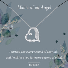 Sympathy Gifts for Loss of Loved One, Sterling Silver Angel Wing Infinity Heart
