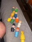 Vintage Fisher-Price Little People Wooden Figures Lot of 11 Assorted Colors #25