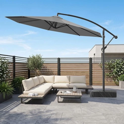SLSY 10ft Cantilever Offset Patio Umbrella with Base Patio Umbrella 360°Rotation