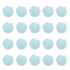 20Pcs Fluffy Soft Faux Fur Pom Poms for Hats with Elastic Loop, Light Blue