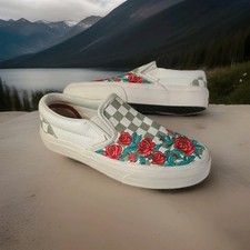 Vans UltraCush Rose Embroidered Checkerboard Slip On Shoes Sneakers M3.5/ W5